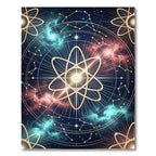 Celestial Nebula Golden Atom Galaxy Rug