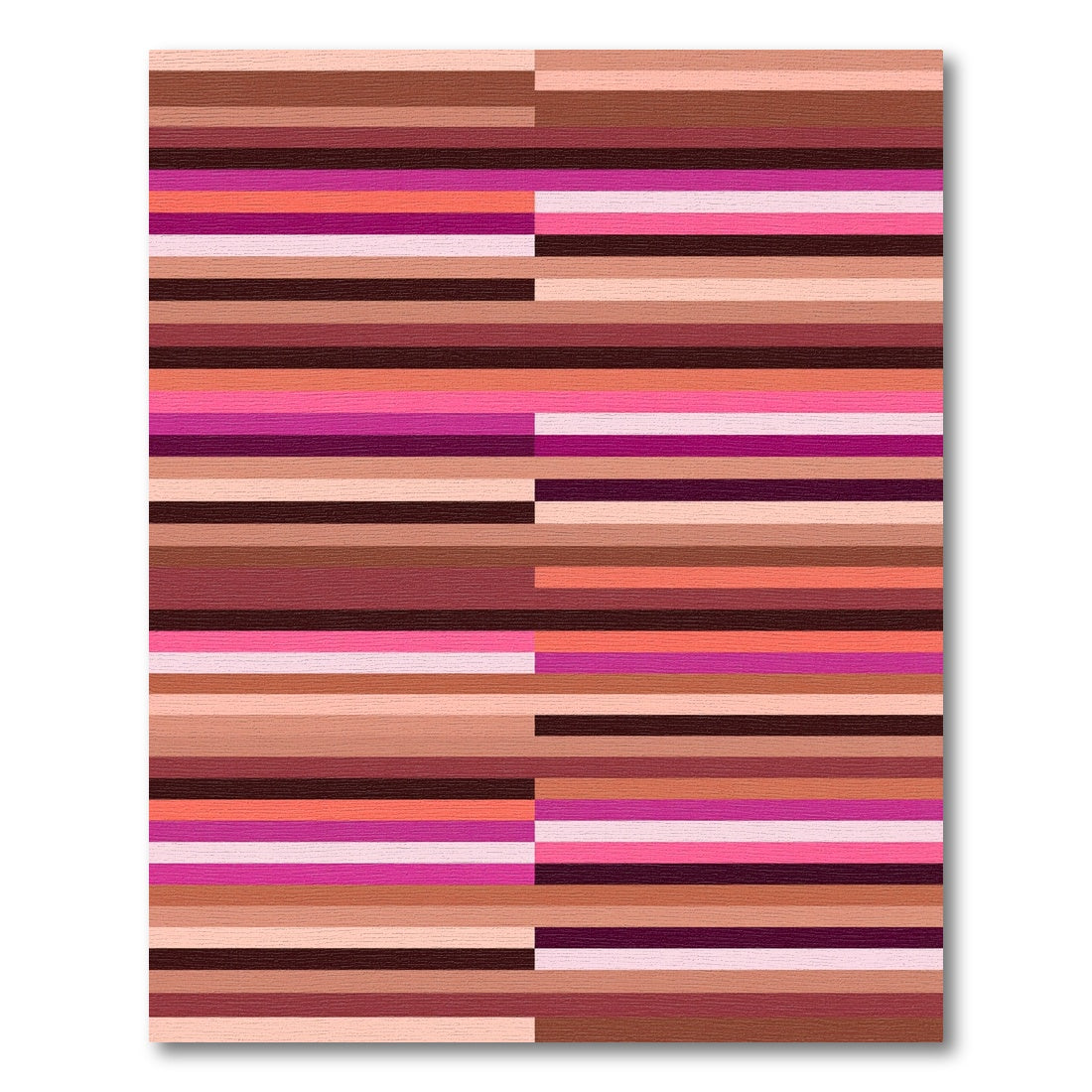 Earthy Magenta Stripe Composition Rug
