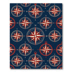 Navy Red Nautical Compass Star Rug