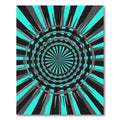 Cyan Electric Geometric Abstract Radial Vortex Rug