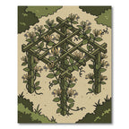 Olive Green Honeysuckle Trellis Art Rug