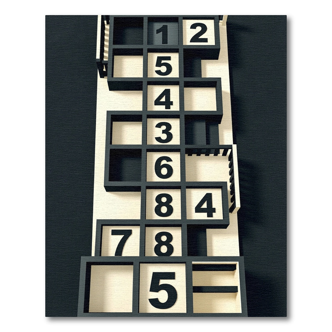 Monochromatic Geometric Grid Number Art Rug