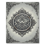 Elegant Silver Ornate Filigree Medallion Rug