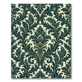 Dark Green Ornate Botanical Damask Rug