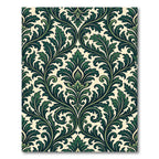 Dark Green Ornate Botanical Damask Rug
