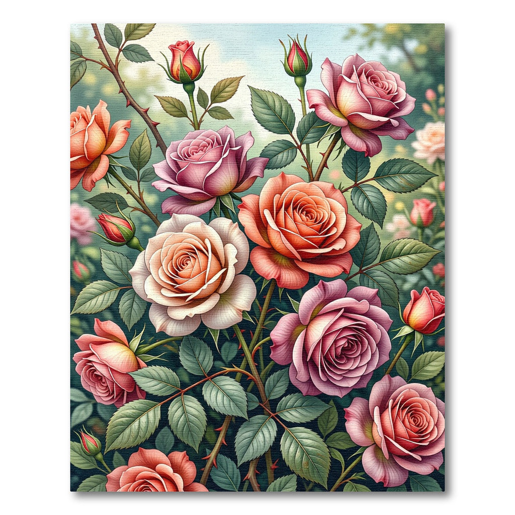 Vibrant Pastel Rose Garden Bouquet Rug