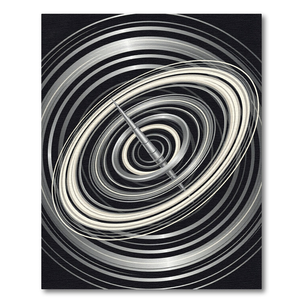 Minimalist Silver Orbits Abstract Circular Rug