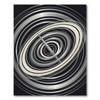 Minimalist Silver Orbits Abstract Circular Rug