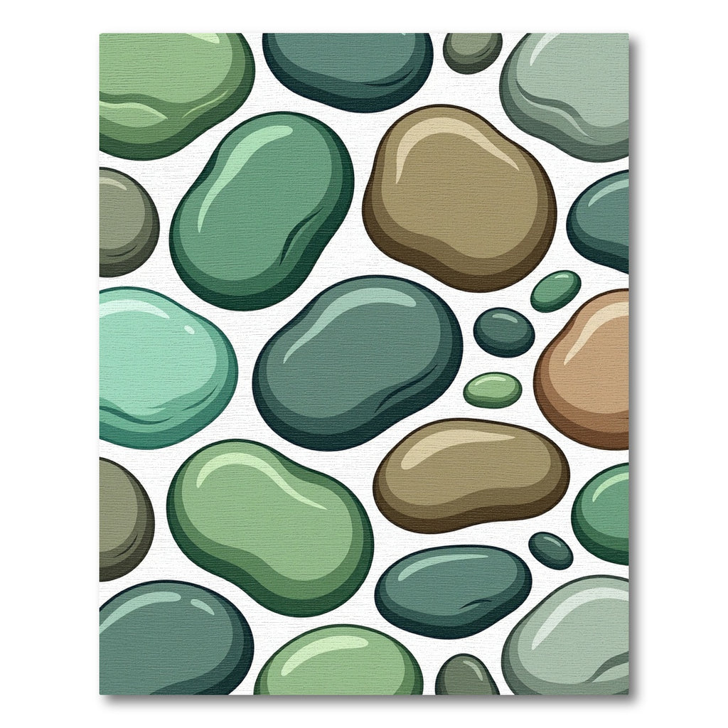 Earthy Green Smooth Pebbles Tumbled Arrangement Rug