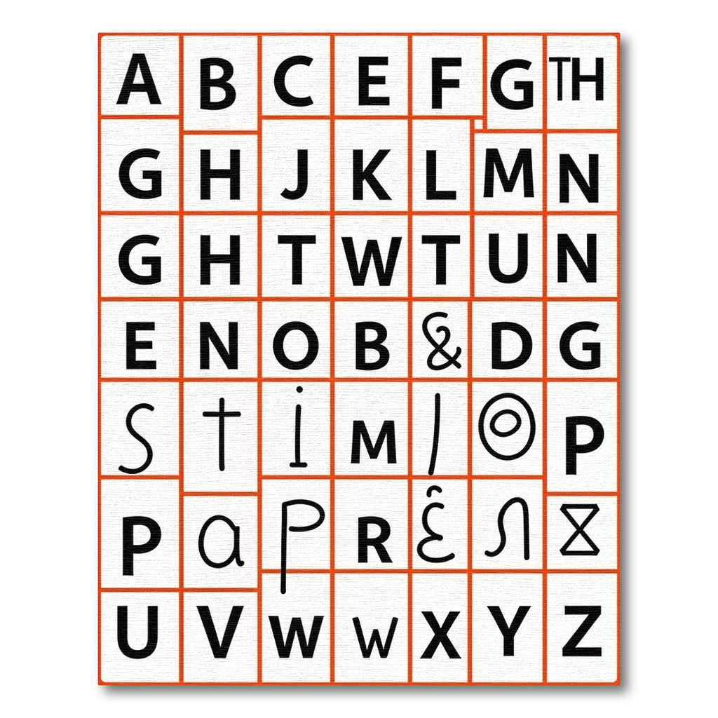Bold Alphabet Grid Composition Rug
