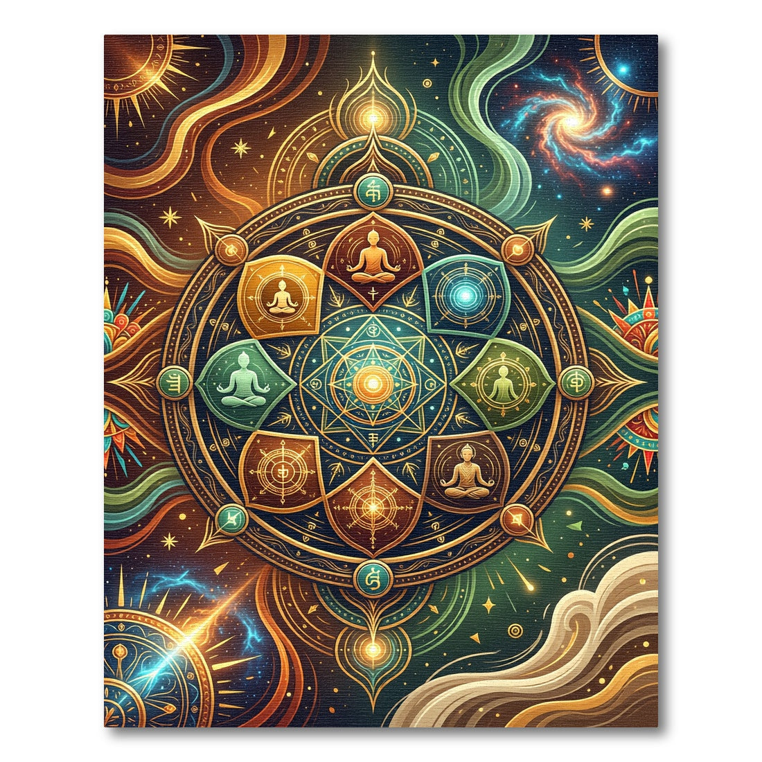 Celestial Golden Mandala Cosmic Enlightenment Rug