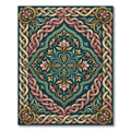 Ornate Teal Pink Floral Woven Medallion Rug