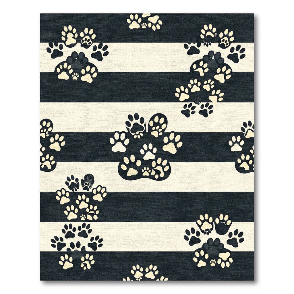 Monochrome Striped Animal Paw Rug