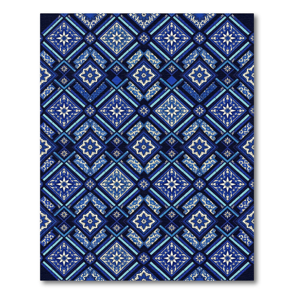 Deep Navy Starburst Diamond Mosaic Rug