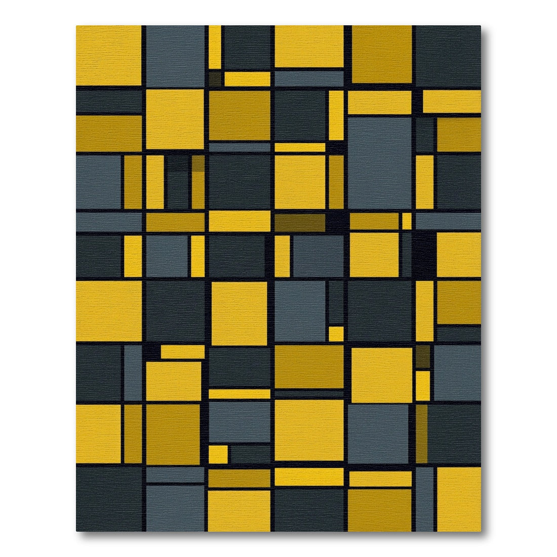 Modern Yellow Charcoal Geometric Blocks Rug