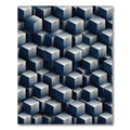 Metallic Blue Isometric Geometric Cube Art Rug