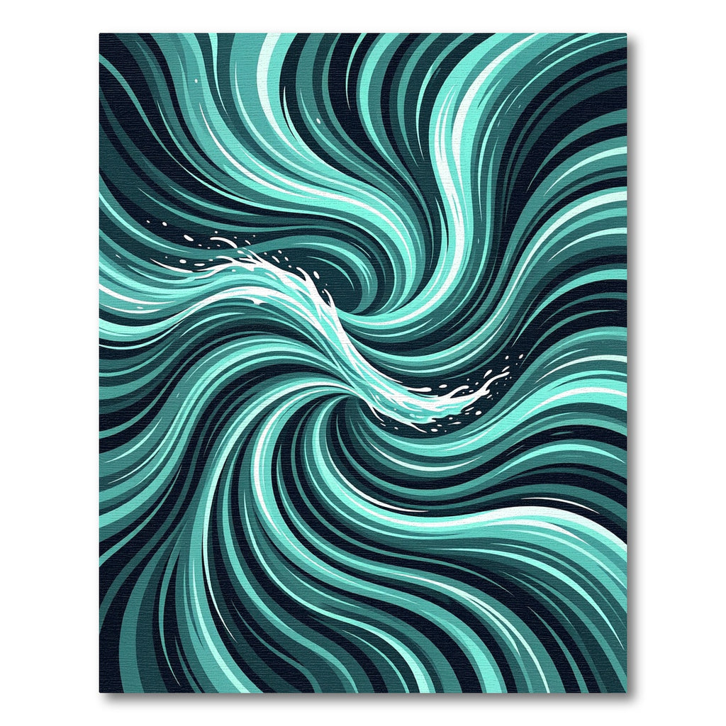 Teal Abstract Swirling Ocean Wave Rug