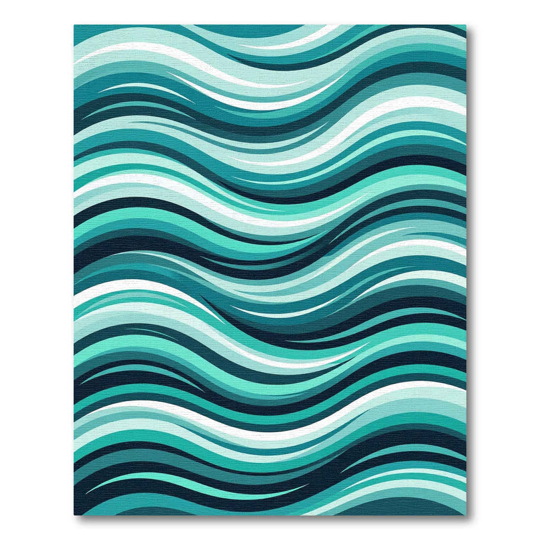 Abstract Teal Wave Flow Rug