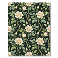 Elegant Cream Rose Trellis Dark Backdrop Rug