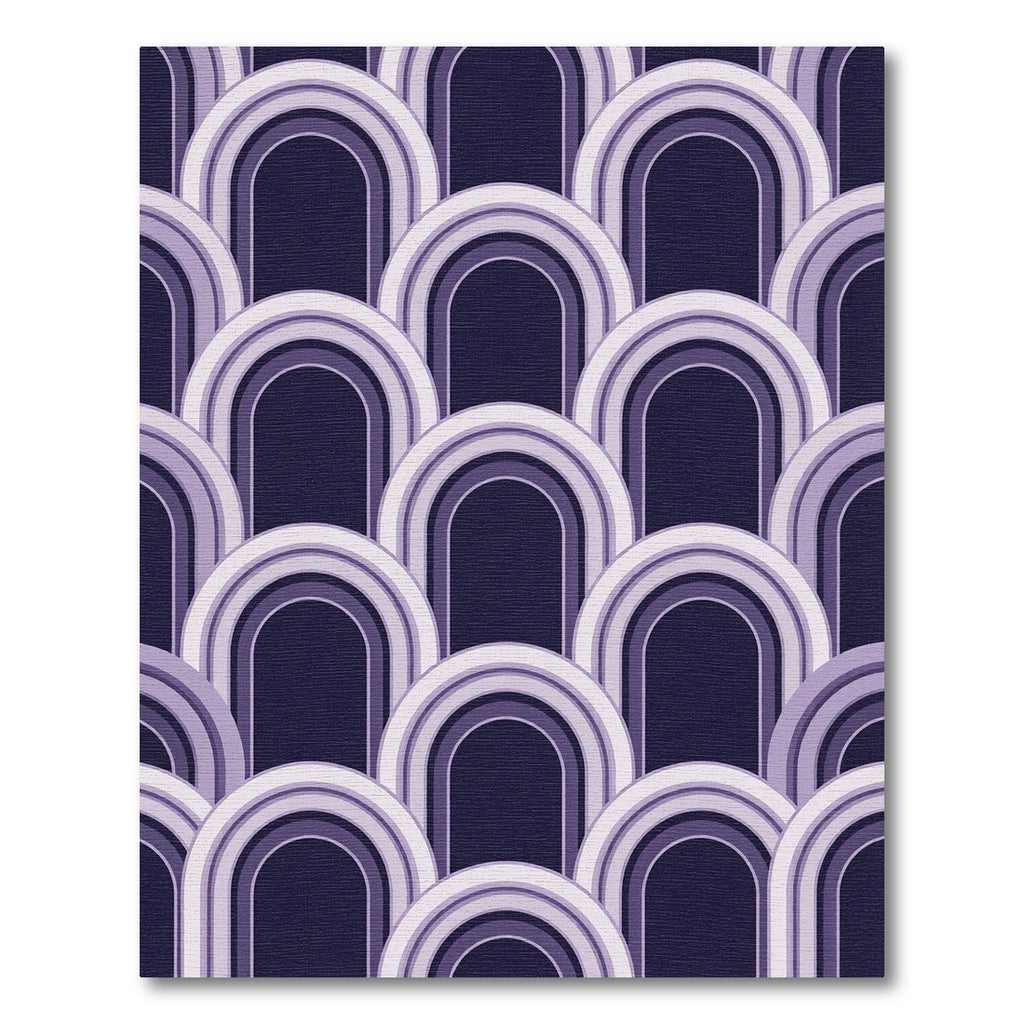 Modern Deep Purple Concentric Arch Rug