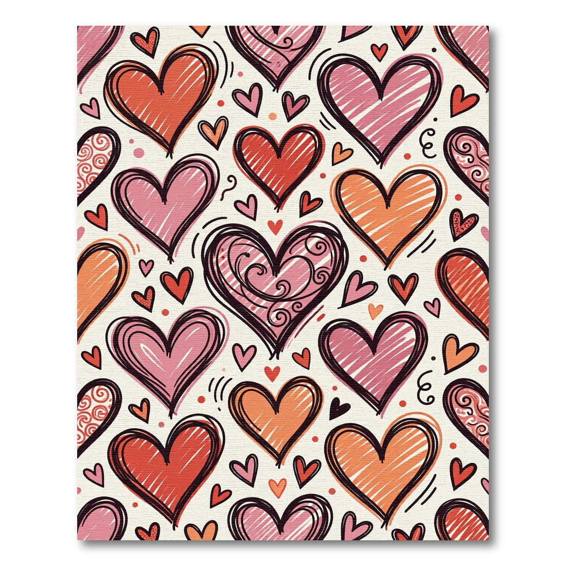 Whimsical Heart Collage Vibrant Tone Rug