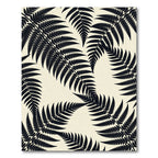 Black Fern Frond Botanical Arrangement Rug