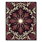 Dark Crimson Floral Baroque Medallion Rug