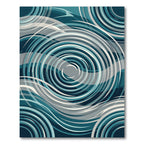 Abstract Teal Concentric Waves Ripple Rug