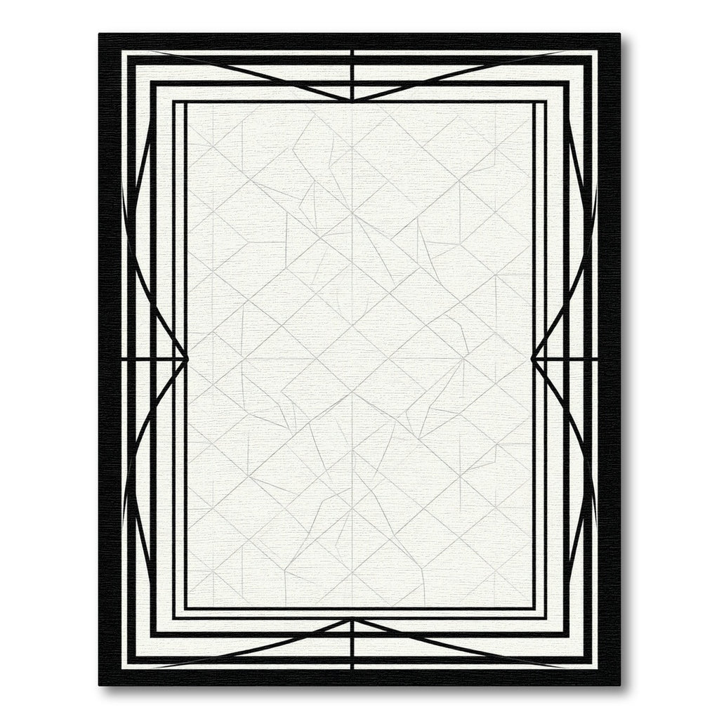 Monochrome Art Deco Geometric Frame Rug