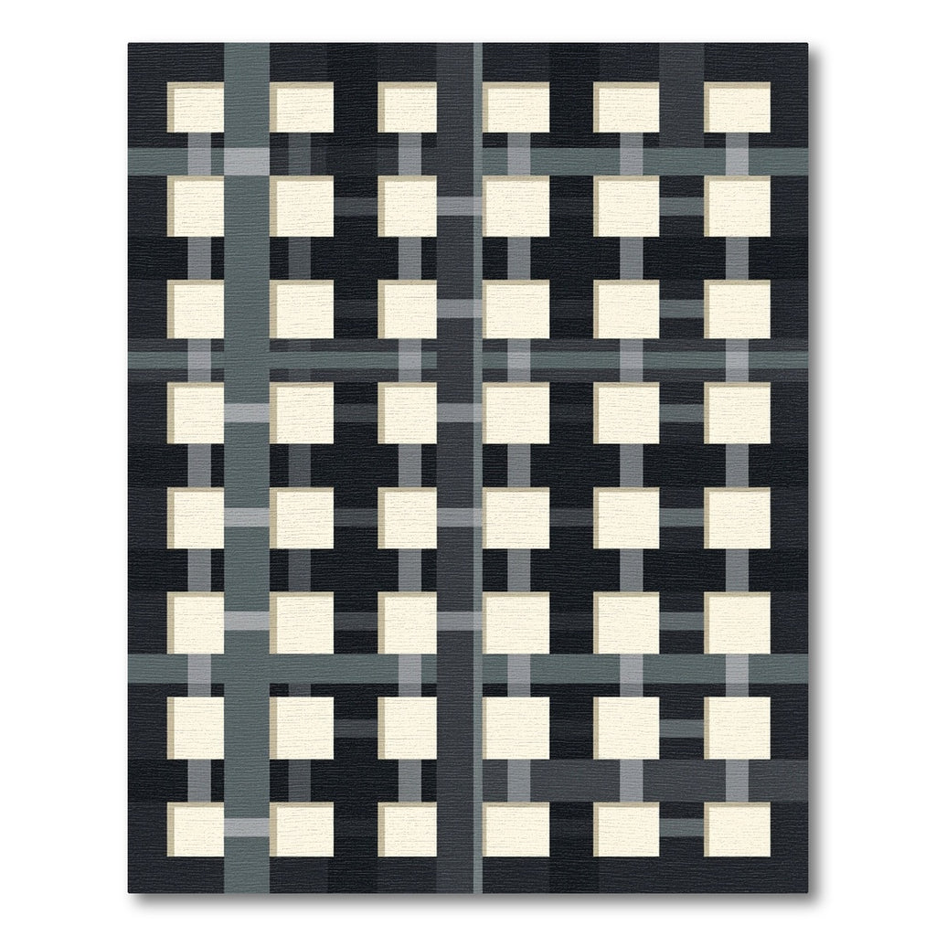 Monochrome Grid Checkerboard Accents Rug