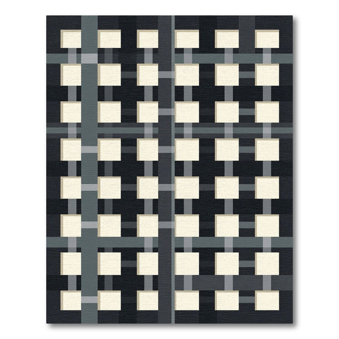 Monochrome Grid Checkerboard Accents Rug