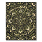 Earthy Sage Botanical Floral Mandala Rug