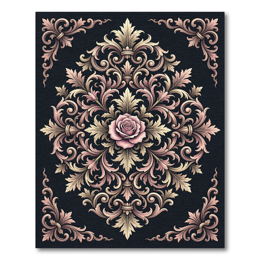 Elegant Rose Gold Victorian Filigree Rug
