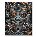 Midnight Floral Garden Butterfly Fountain Rug