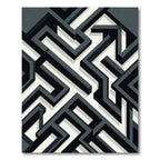 Monochrome Geometric Interlocking Labyrinth Art Rug
