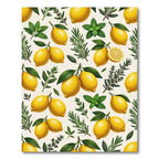 Sunny Lemon and Botanical Herb Illustration Rug