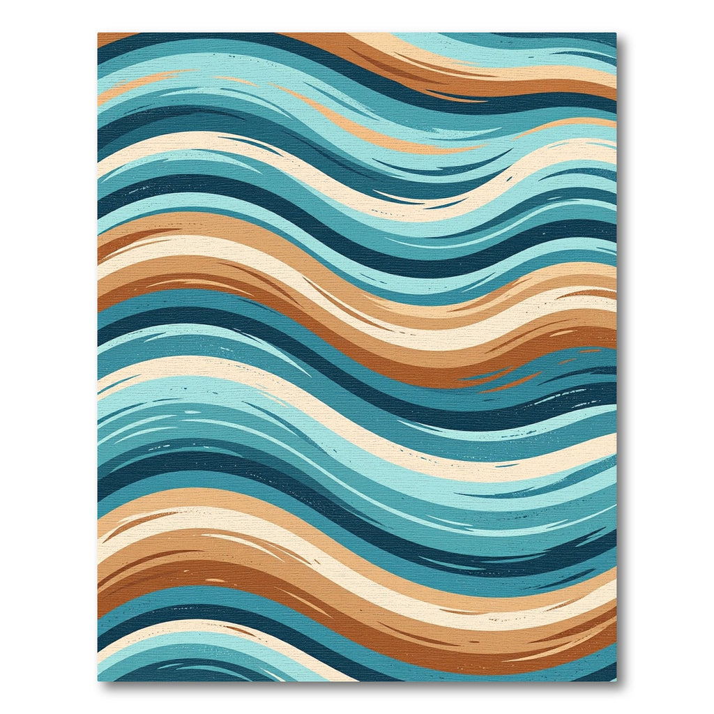 Coastal Blue And Tan Wave Rug