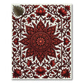 Crimson Floral Sunburst Mandala Rug