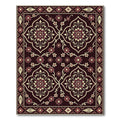 Dark Red Floral Medallion Lattice Rug