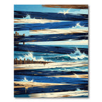 Coastal Navy and Sandy Beach Abstract Plank Rug
