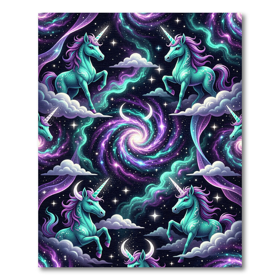 Cosmic Iridescent Unicorn Galaxy Swirl Rug