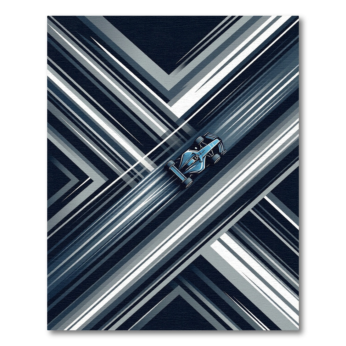 Dynamic Blue Formula Racing Abstract Line Rug