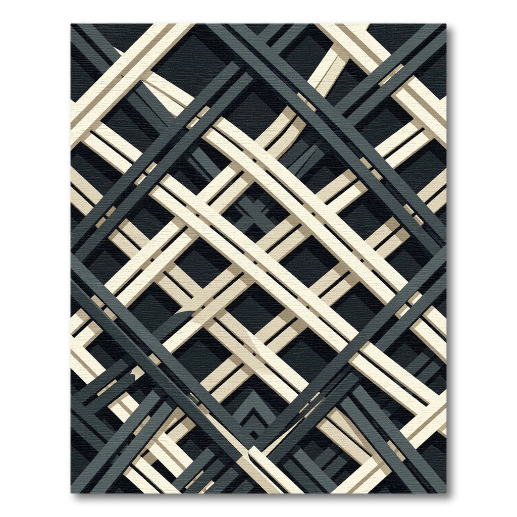 Black Cream Intersecting Lattice Rug