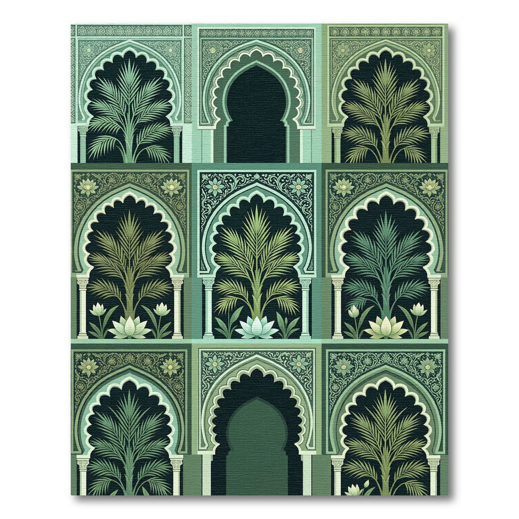 Emerald Archway Palm Botanical Scene Rug