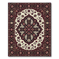 Deep Burgundy Cream Floral Medallion Rug