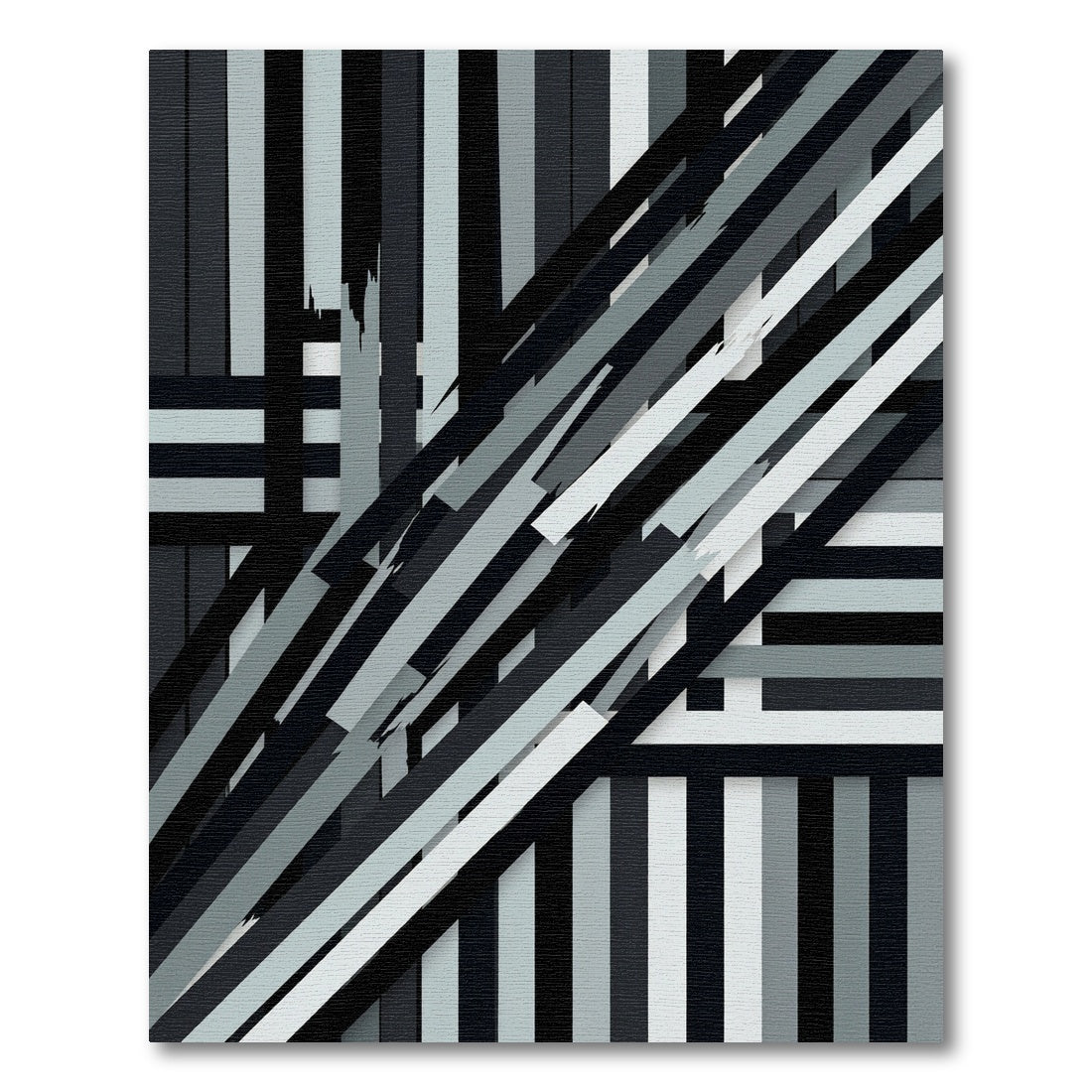 Monochrome Abstract Geometric Diagonal Stripe Rug