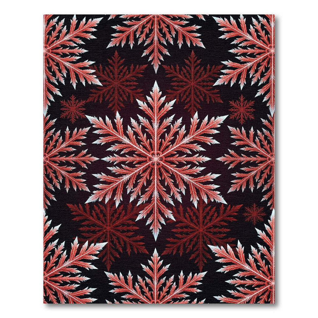 Crimson Red Snow Flake Pattern Rug