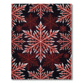 Crimson Red Snow Flake Pattern Rug