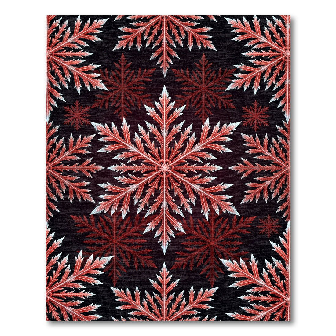 Crimson Red Snow Flake Pattern Rug