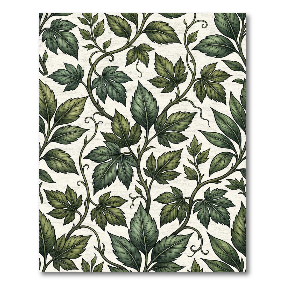 Deep Green Leaf Vine Composition Rug